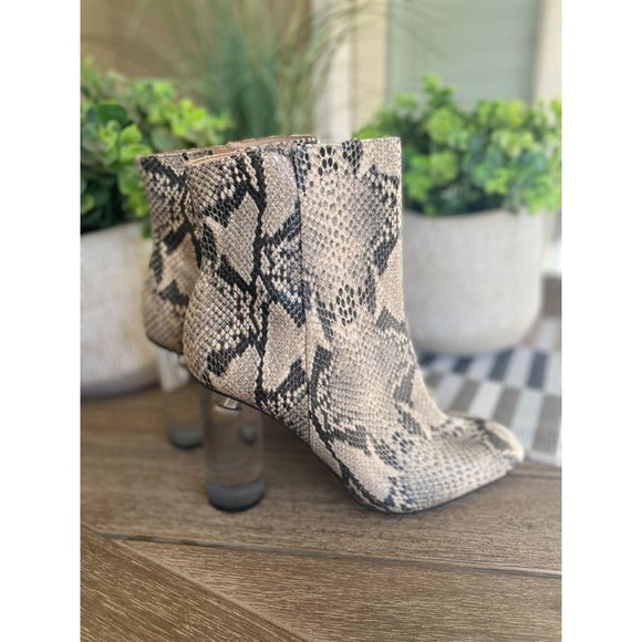 SCHUTZ Pally Snake Print Clear Heel Booties NWOB 8 - Picture 5 of 13